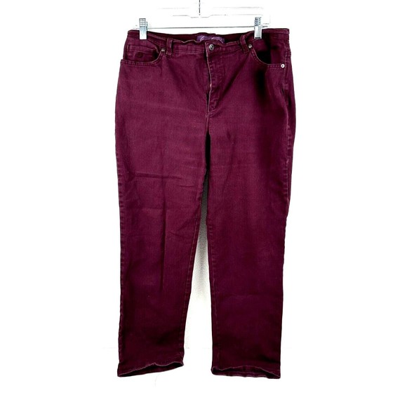 Gloria Vanderbilt Jeans Womens Size 14 Medium Burgundy Denim Pants 5 Pocket - Picture 1 of 8